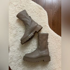 Taupe slip on boots